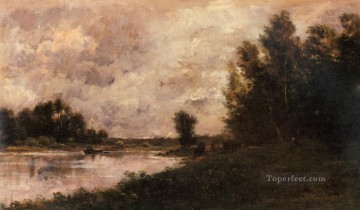 ブルック川の流れ Painting - ボール・ド・ロイズ・バルビゾン 印象派の風景 シャルル・フランソワ・ドービニー川